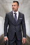Men's modern fit Italian wool suit in carbon grey plaid. Structured blazer & trousers with subtle plaid. Fine wool blend for a smooth texture, 2-button front. Tailored, contemporary fit.