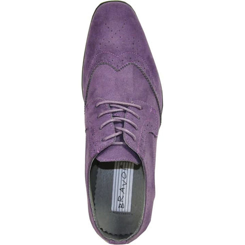 Mens Vegan Suede Wedding & Prom Wingtip Lace Up Dress Shoe in Purple