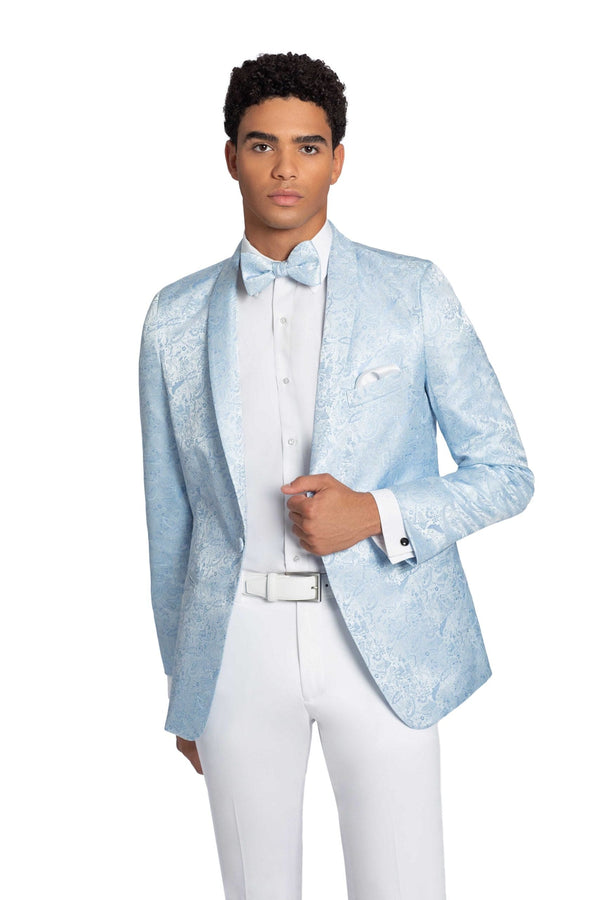 Western Suit - Trajes Para Hombres - Cowboy Formal Attire - Trajes De Novio - Shawl Lapel Light Blue