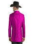 Mens Two Button Notch Lapel Paisley Pattern Blazer Fuchsia