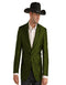 Mens Two Button Notch Lapel Paisley Pattern Blazer Olive