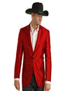 Mens Two Button Notch Lapel Paisley Pattern Blazer Red