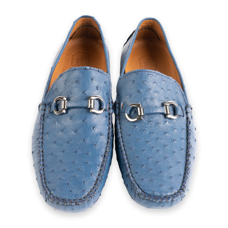 P01409 Palm Beach Genuine Ostrich Driver- Ocean Blue