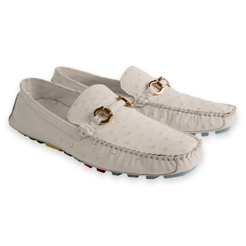P014092 Palm Beach Genuine Ostrich Driver- White