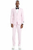 Men's Two Button Vested Peak lapel Pastel Wedding and Pink Prom Suit