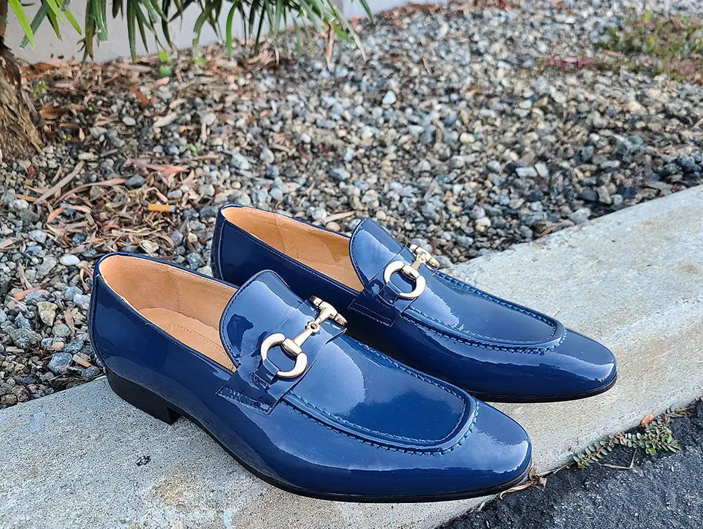 Men’s Patent Leather Horsebit Loafers – Sleek Slip-On Dress Shoes