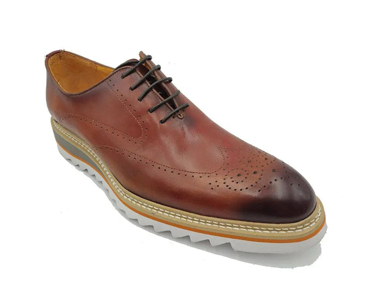 Carrucci Patina Wing-tip Oxford with Medallion on Toe