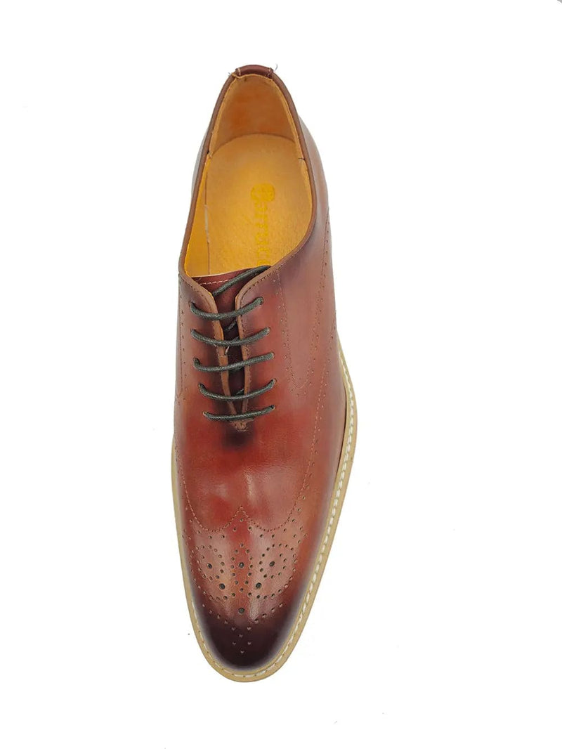 Carrucci Patina Wing-tip Oxford with Medallion on Toe