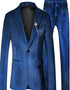 Mens One Button Slim Fit Peak Label Suit Blue