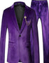 Mens One Button Slim Fit Peak Label Suit Purple