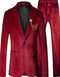 Mens One Button Slim Fit Peak Label Suit Red