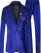 Mens One Button Slim Fit Peak Label Suit Royal Blue