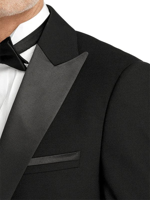 Mens Single Breasted Peak Lapel Tuxedo Jacket Black