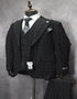 Mens Two Button Peak Lapel Plaid Pattern Suit Charcoal ~ White