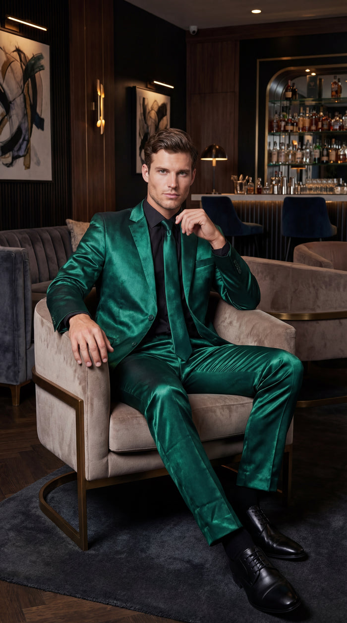 Shiny Metallic Party Emerald Suit