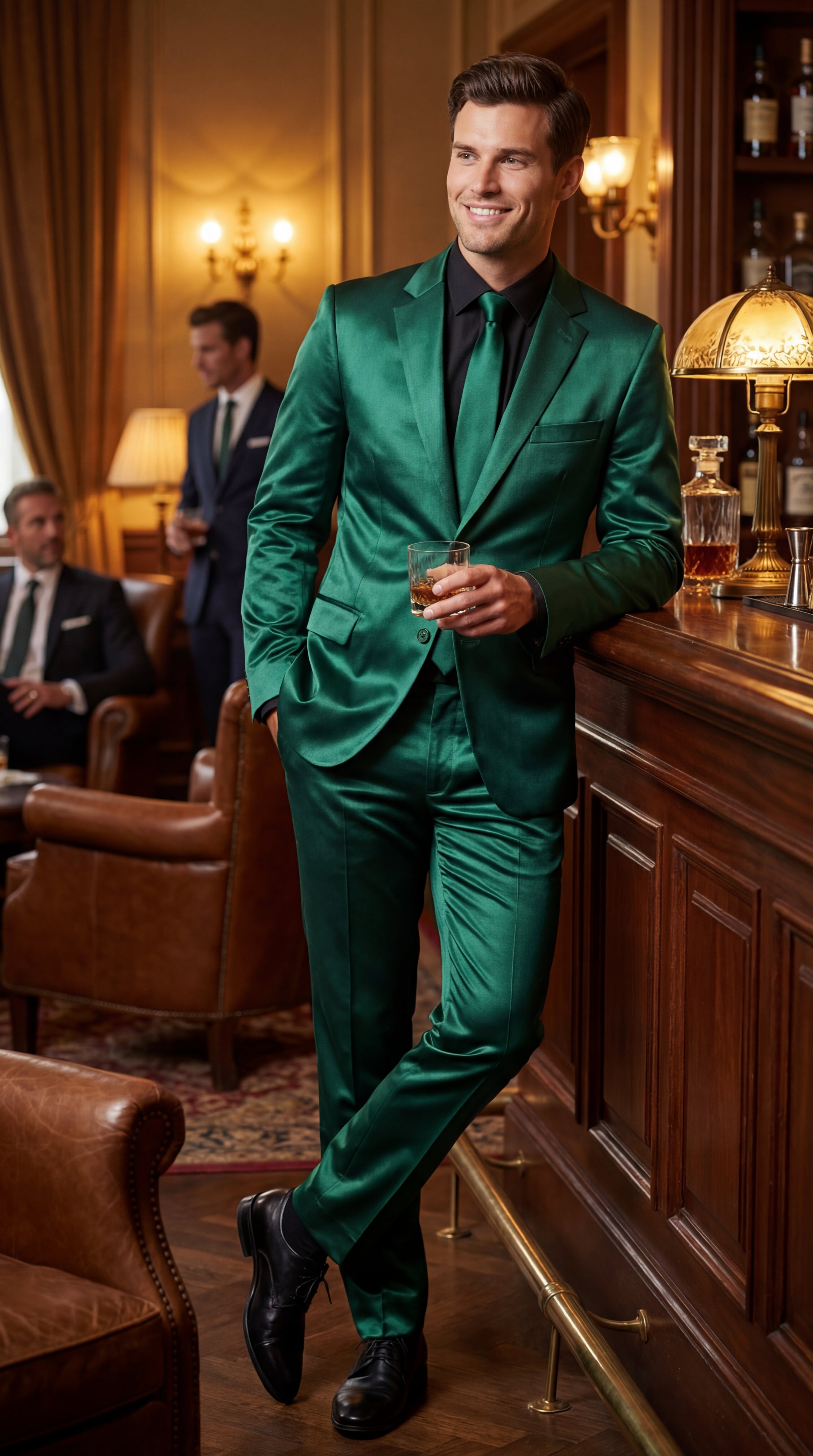 Shiny Metallic Party Emerald Suit
