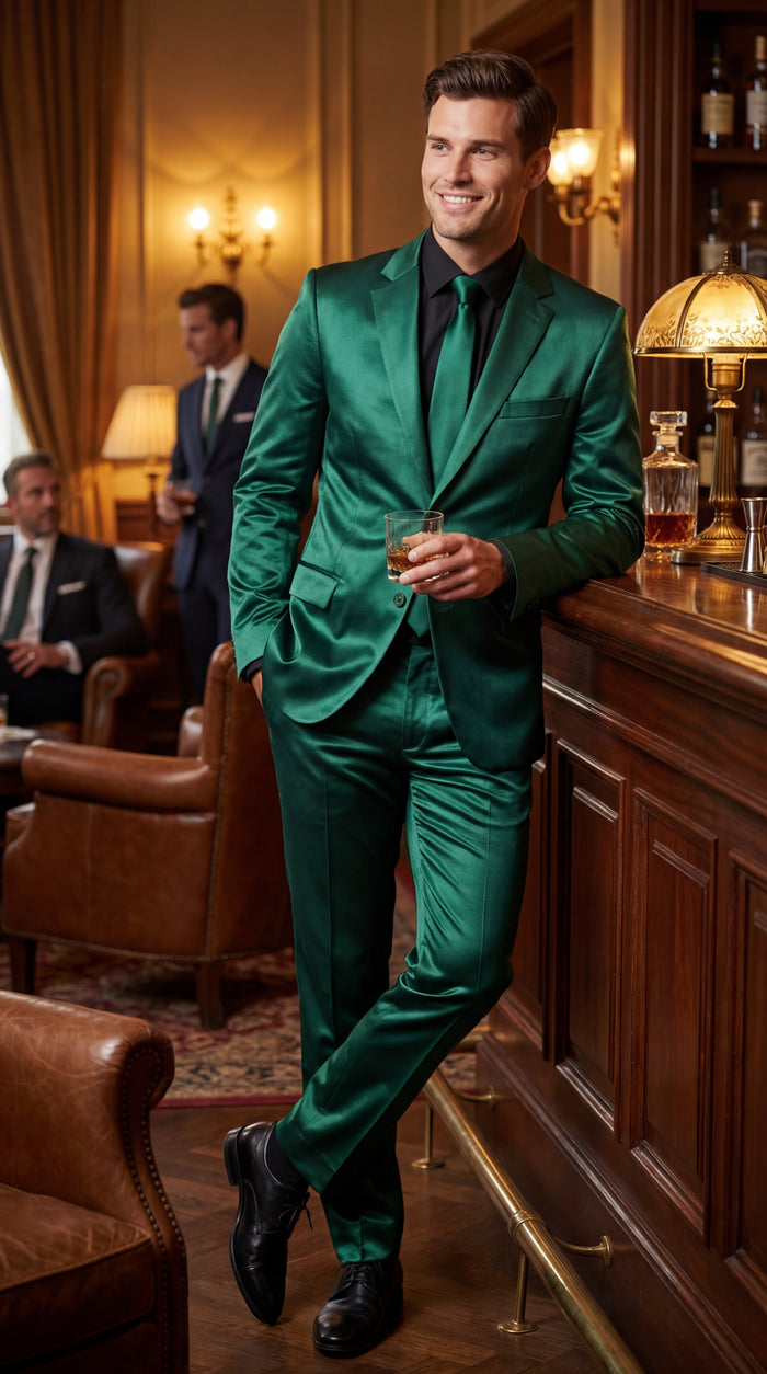 Shiny Metallic Party Emerald Suit