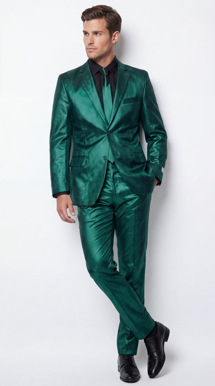 Shiny Metallic Party Emerald Suit