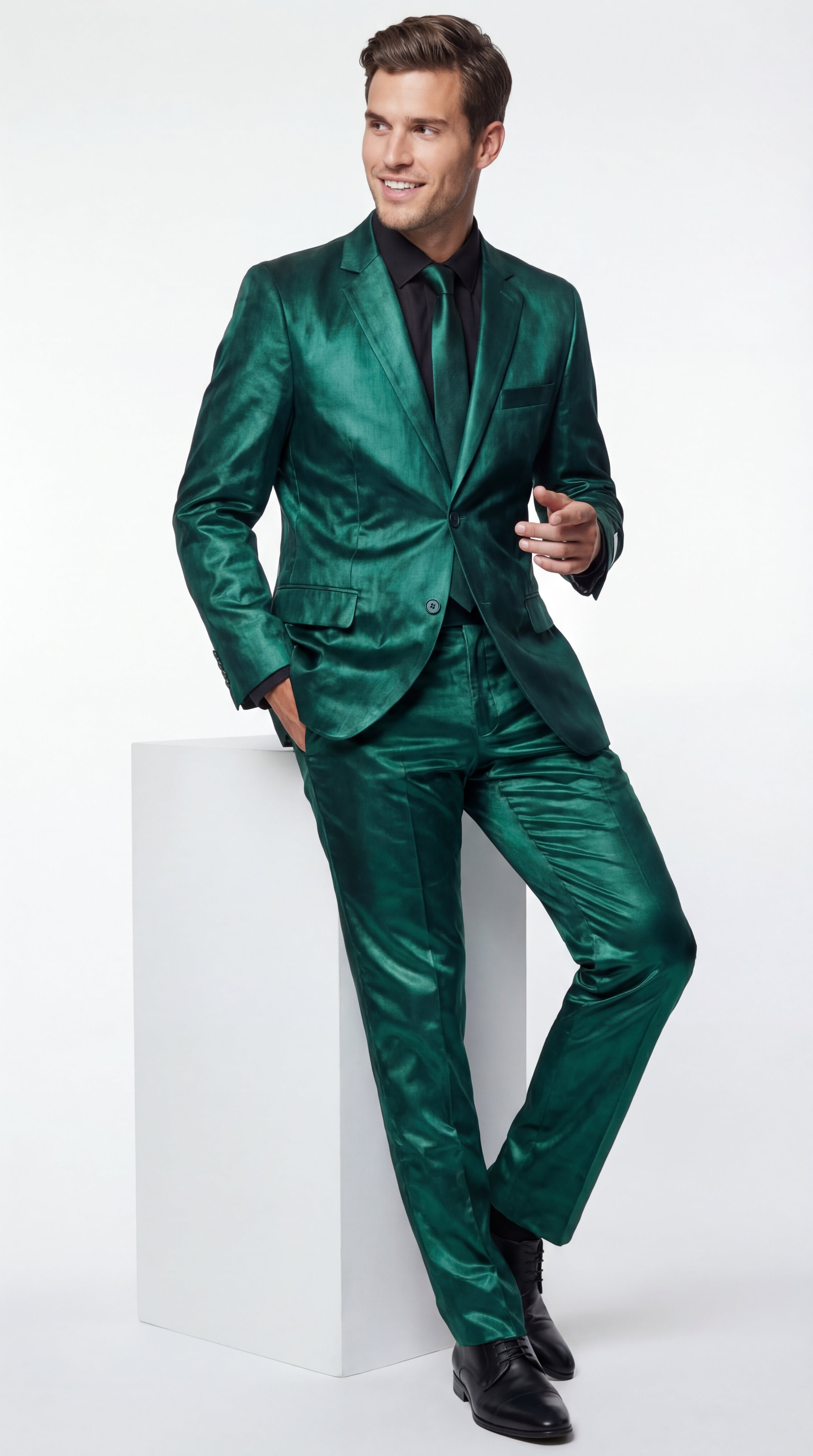Shiny Metallic Party Emerald Suit