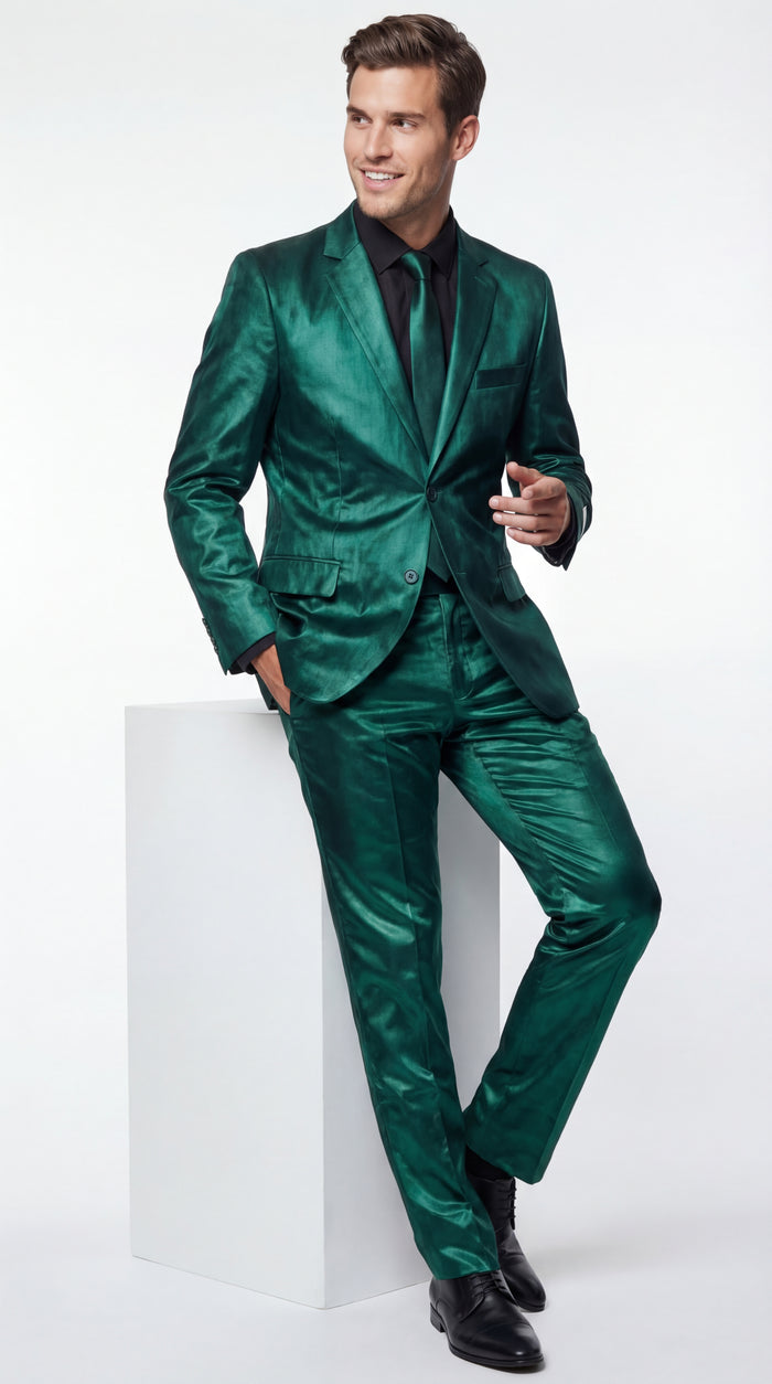 Shiny Metallic Party Emerald Suit