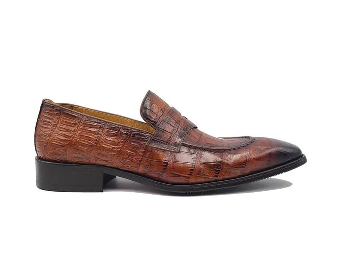 Carrucci Penny Loafer Features Alligator Embossed Calfskin