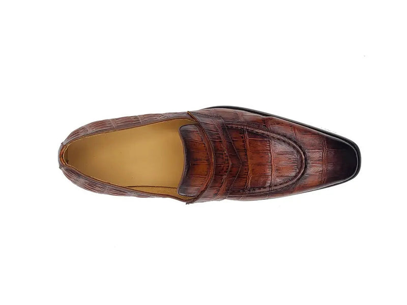 Carrucci Penny Loafer Features Alligator Embossed Calfskin