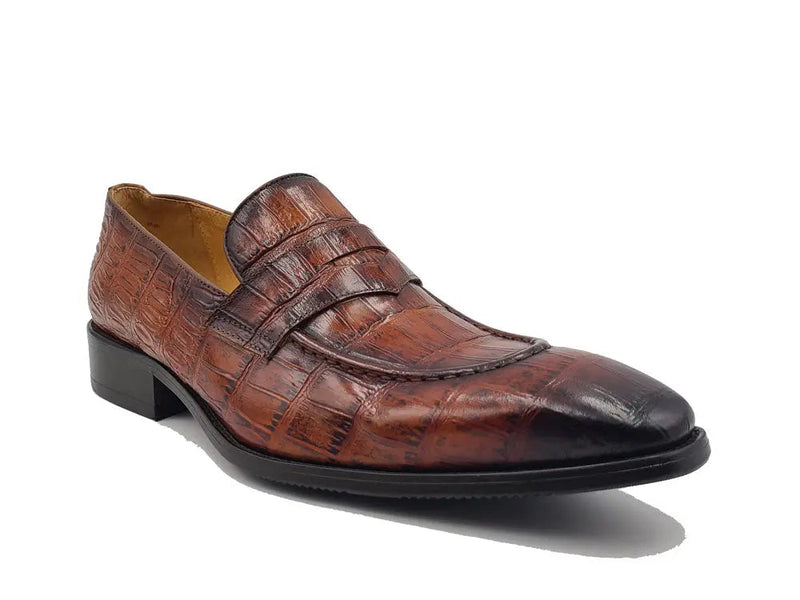 Carrucci Penny Loafer Features Alligator Embossed Calfskin