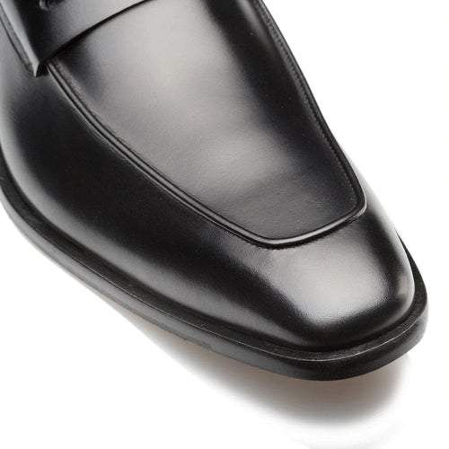 Men's Black Calfskin Penny Loafers by Mezlan – Hand-Burnished Leather, Made in Spain