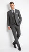 Men’s Charcoal Grey Pinstripe 3-Piece Wool Suit – 2 Button Modern Fit Vested Business & Wedding Suit