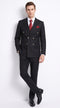 Men’s Black Wool Double Breasted Suit – Modern Fit 6 Button Formal Wedding & Business Suit with Black or Gold Buttons