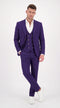 Men’s Purple and Gold 3 Piece Suit, Modern Fit Peak Lapel Wedding Prom Dress Suit