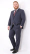 Men’s Heather Blue Portly Fit Suit, Big Size Formal Wedding Business Dress Suit