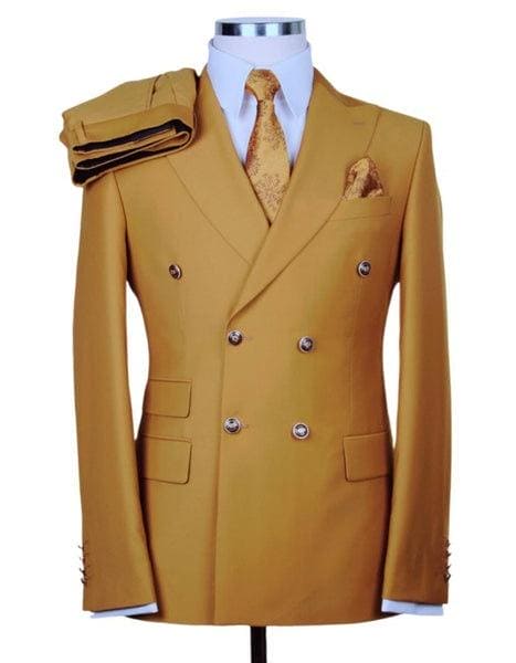 Tan Double Breasted Suits - AlbertoNardoniStore