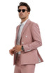 Men's Slim Fit Double Breasted Bold Gangster Pink Pinstripe Suit