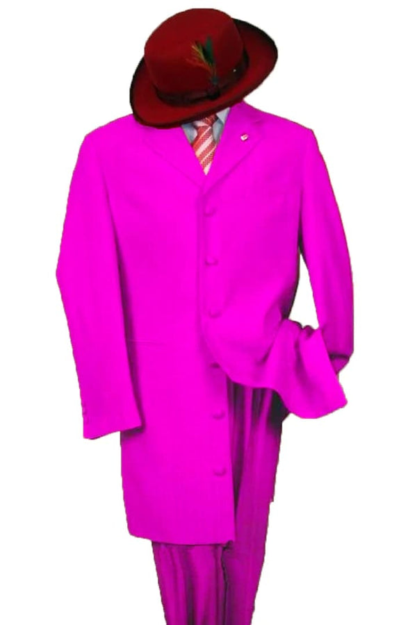 Mens 2Pc Classic Long Fashion Pink Zoot Suit