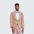 Gold Suit For Prom - Gold Blazer + Matching Pants - Men's Pink Tuxedo with Gold Textured Paisley Design- Wedding - Prom