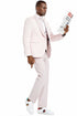 Men's One Button Vested Honeycomb Lace design Wedding & Prom Pink Tuxedo