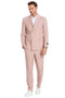 Men's Slim Fit Double Breasted Summer Pinstripe Rose Pink Suit