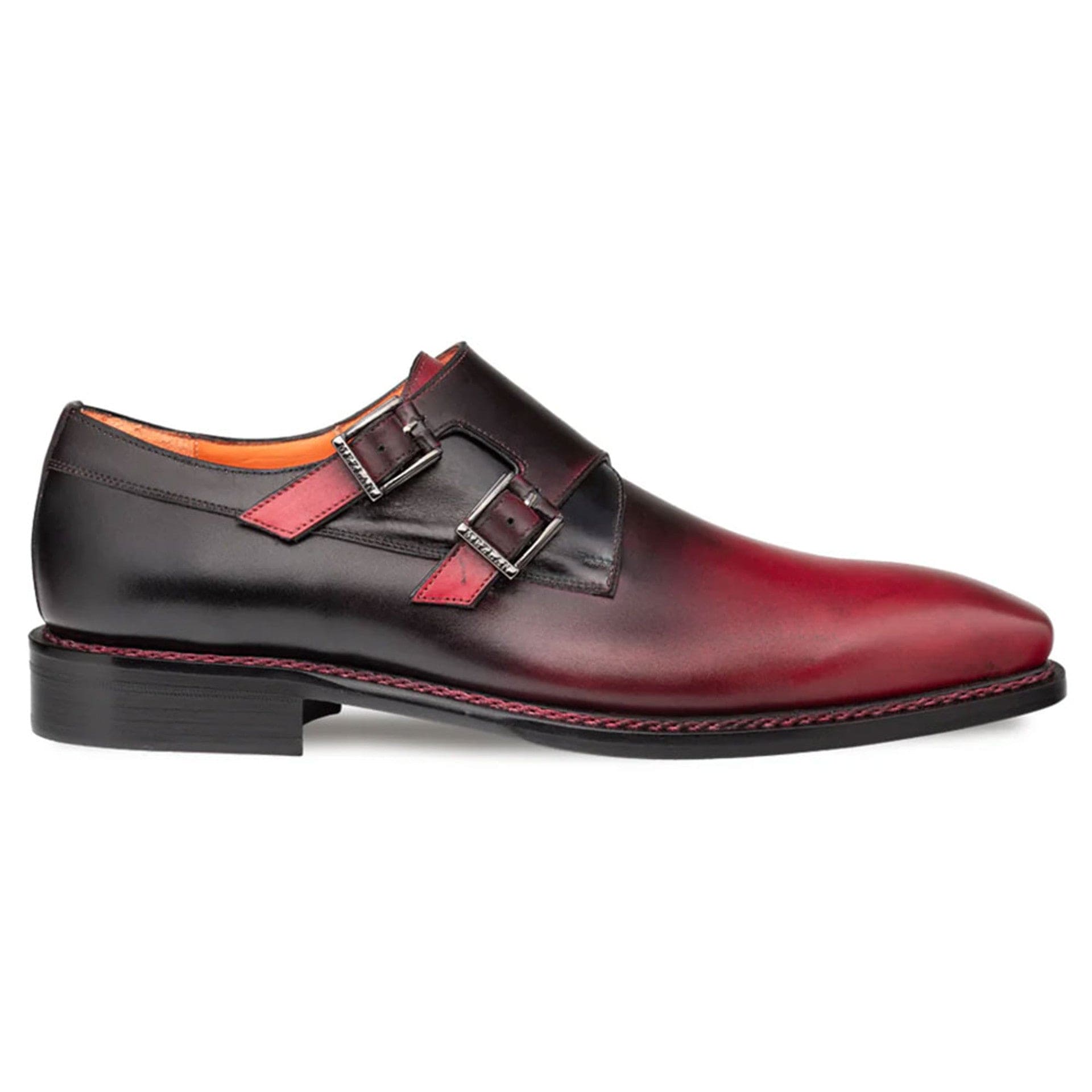 Pintor Burgundy Bi-Tone Calfskin Double Monk Strap Shoes by Mezlan – Handcrafted in Spain