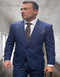 Mens 3 Piece 100 Percent Wool Suit - Affordable Italian Super 150's Fabric in Plaid Texture Fabric in Color Indigo Blue - Online Special