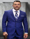 Mens 3 Piece 100 Percent Wool Suit - Affordable Italian Super 150's Fabric in Plaid Texture Fabric in Color Indigo - Online Special