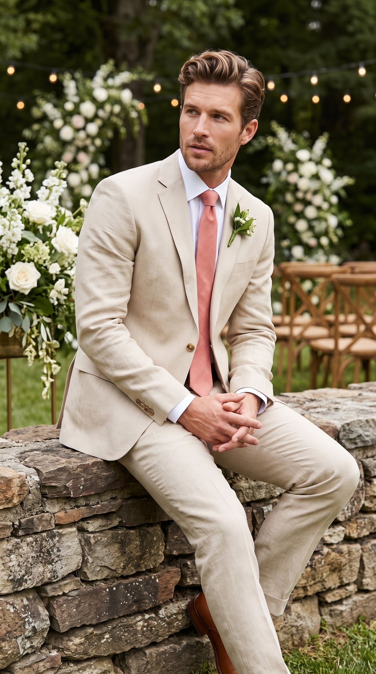 Men’s Champagne Groomsmen Suits – 2-Piece Wedding Suits for Groom, Best Man & Wedding Party