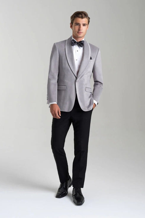 Velvet Blazer - Mens Blazer - Dinner Jacket + "Venice" Platinum Velvet Dinner Jacket - Separates