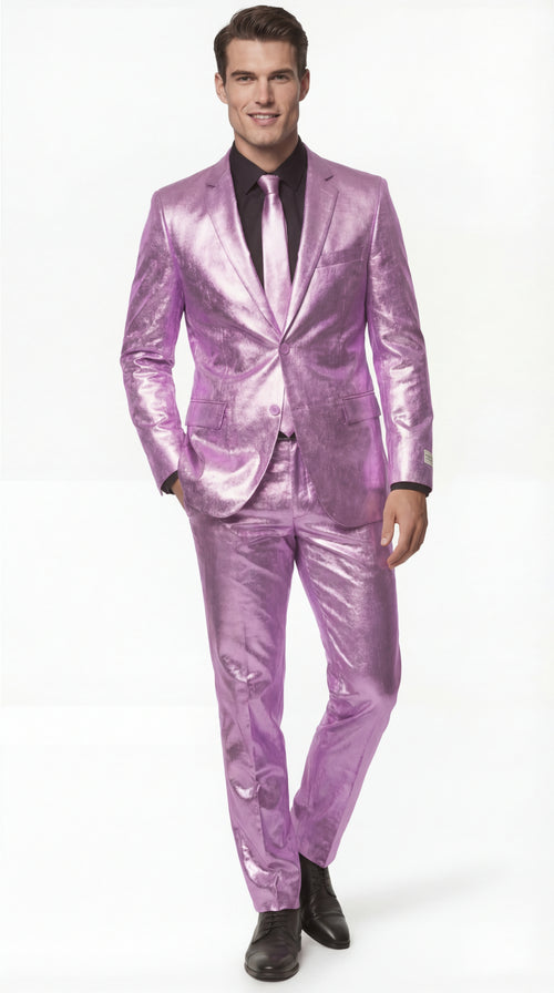 Shiny Metallic Party Lavender Suit
