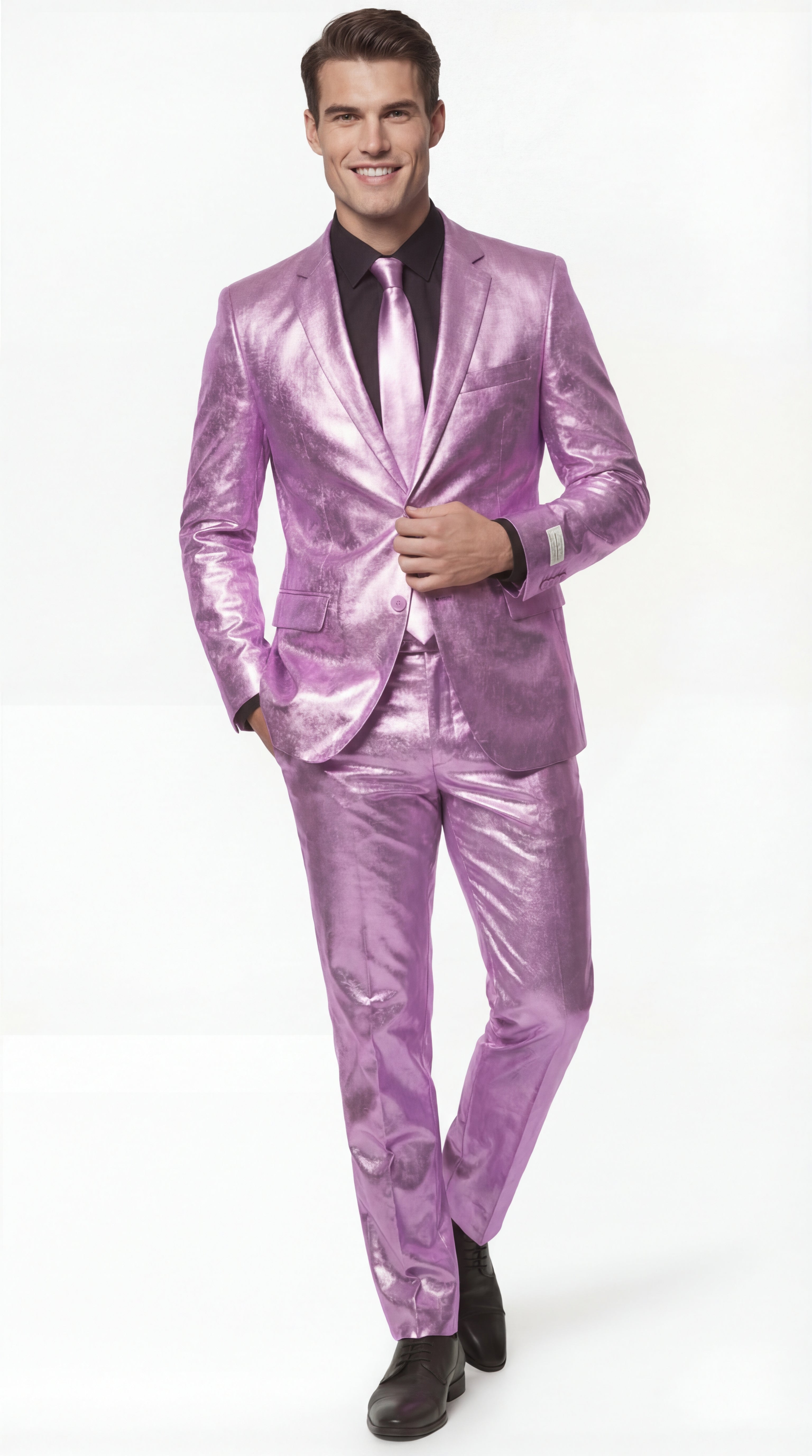Shiny Metallic Party Lavender Suit