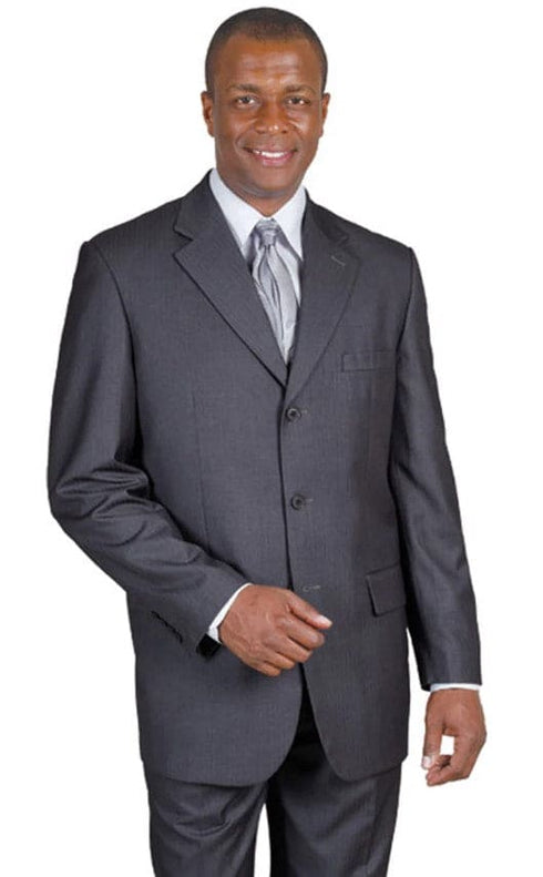 Mens Grey Pinstripe Suit - Pleated Pant 3 Button Gray Pinstripe Suit