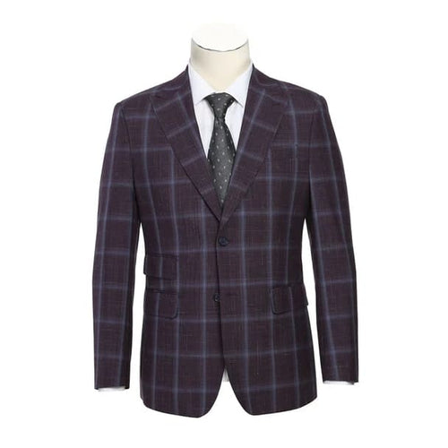 Designer Brand - Wool Stretch with Linen Double Breasted Plum Slim Fit Suit