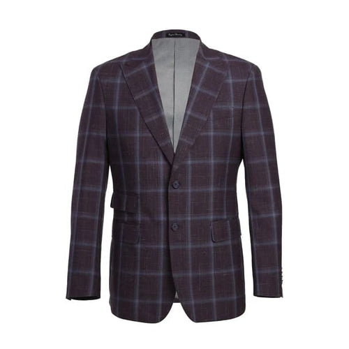 Designer Brand - Wool Stretch with Linen Double Breasted Plum Slim Fit Suit