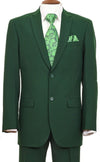 Mens 2 Button Classic Fit Notch Lapel Basic Poplin Suit in Emerald Green