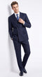 Men’s Dark Navy Blue Double Breasted Pinstripe Suit, Side Vent Jacket with Pleated Pants